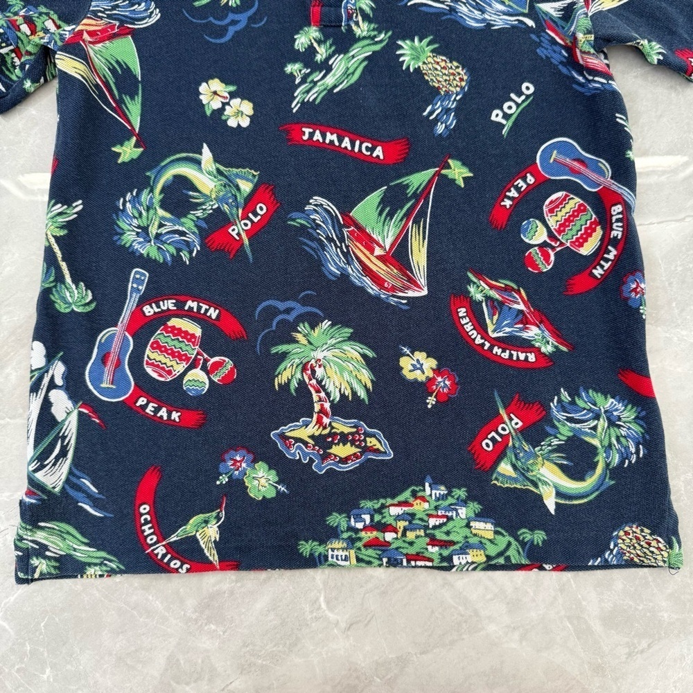 Boys Ralph Lauren Tropical Jamaica 100% Cotton Polo Short Sleeve Shirt Medium - Picture 3 of 16